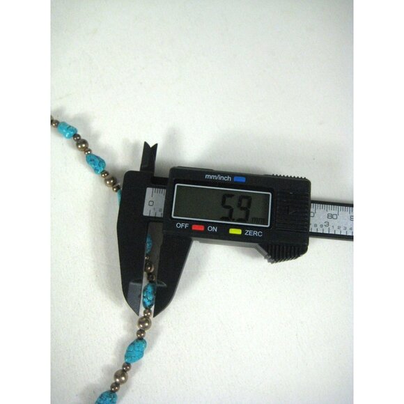 Dyed Howlite Stone Sterling Silver 925 Nugget Bead Necklace Southwest 19 In - Picture 2 of 11